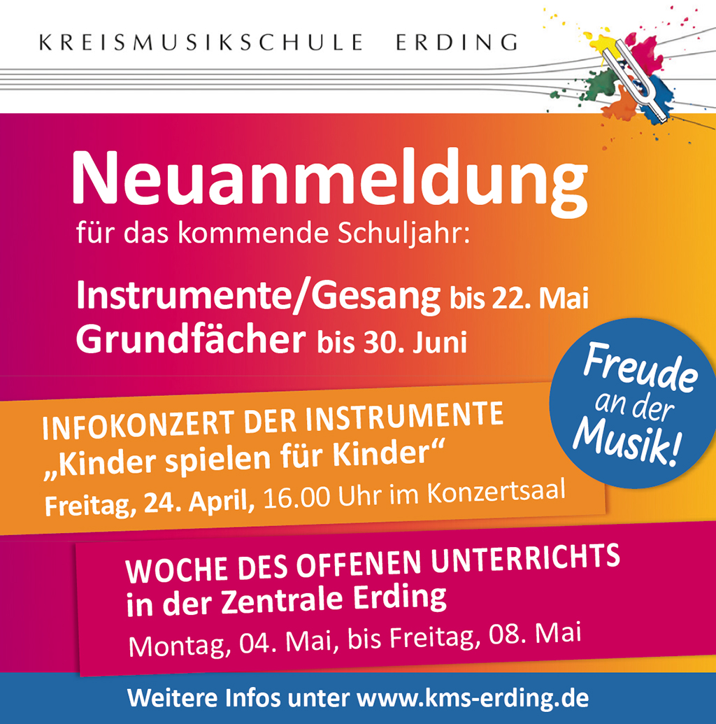 Neuanmeldung der Fächer Instrumente/Gesang und Grundfächer für das Schuljahr 2026/2027